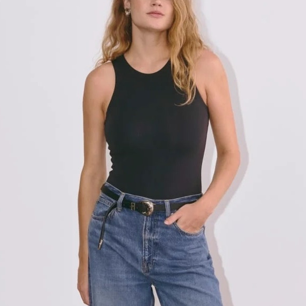 Everlane The Cutaway Tank Bikini Bodysuit Black Size Medium NWT